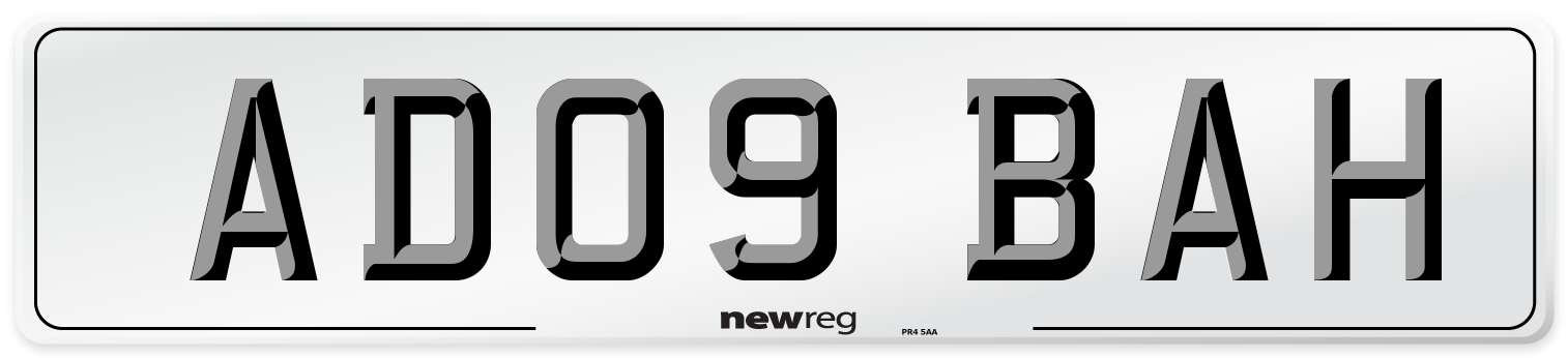 AD09 BAH Number Plate from New Reg